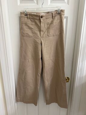 LOFT Wide-Leg Chino Pants in Taupe